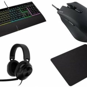 Pack 4 en 1 Gaming Corsair - Casque HS55 Stéréo + clavier K55 RGB Pro + souris Harpoon RGB Pro + tapis de souris